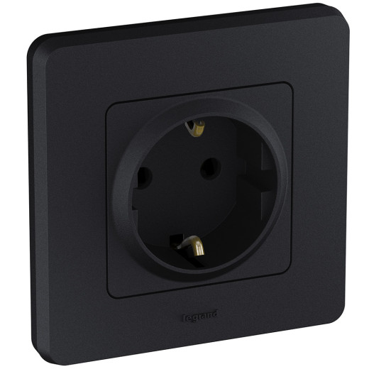 Розетка с заземлением - Legrand/Daccord Inspiria - без шторок 16А 250В винтовые зажимы - антрацит