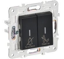 IEK SKANDY Черный Выключатель 2-клавишный с индикацией для отелей 10А SK-V16Bl