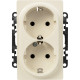 Valena LIFE.Силовая розетка двойная 2х2К+З 16А 250В с лицевой панелью.Безвинтовые зажимы.Слоновая кость