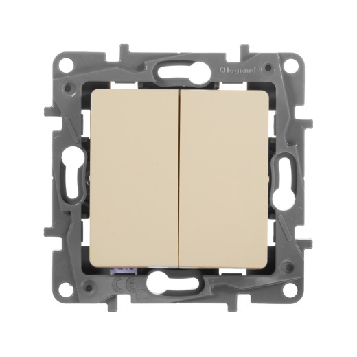 Переключатель двухклавишный - Legrand Etika - 10A 250В безвинтовые зажимы - слоновая кость