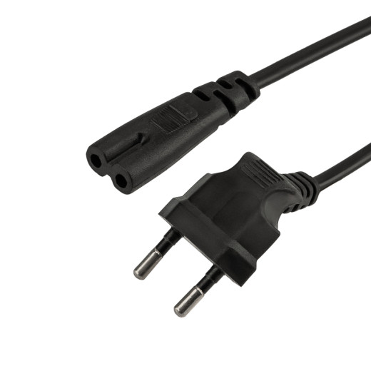 Шнур сетевой, вилка угловая  СЕЕ 7/16 - разъем IEC 320 C7, кабель 2x0,5 мм², длина 1,5 метра (PE пакет) REXANT