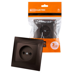 TDM Розетка 2П 10А 250В с защ. шт. шоколад 