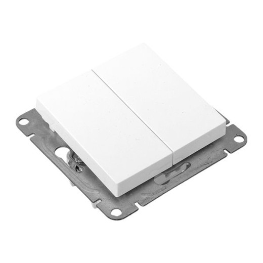 Механизм выключателя, двухклавишный, кнопочный, белый Эпика EKF