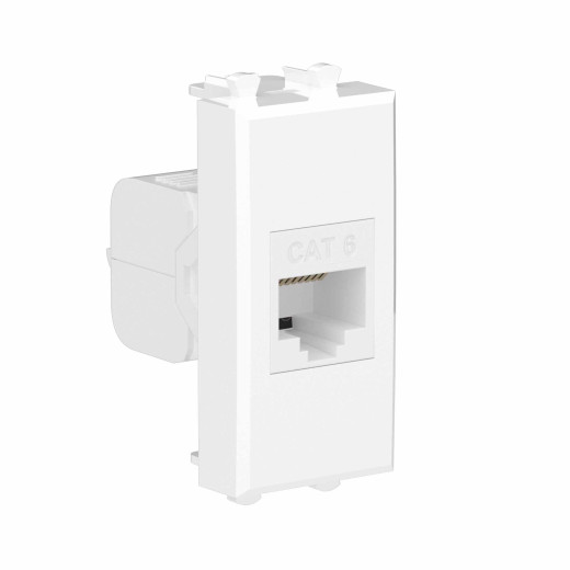 Компьютерная розетка RJ-45 без шторки модульная, кат.6, Avanti, белое облако, 1 модуль