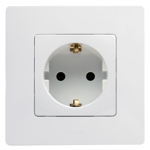 Розетка с заземлением - Legrand Etika - без шторок 16А 250В винтовые зажимы - белый