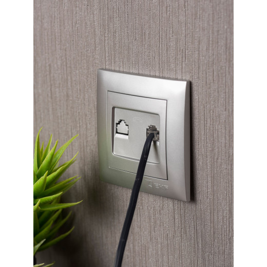 Валенсия лицевая панель розетки Phone 1-местная сталь EKF PROxima