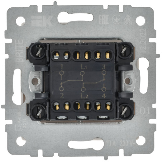 BRITE Выключ. 2-кл. прох. 10А ВС10-2-6-БрБ бел.