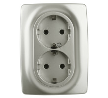 ЭРА Розетка Серия 12 12-2106-15 двойная с заземлением 2X2P+E Schuko 16A-250В IP20 перламутр