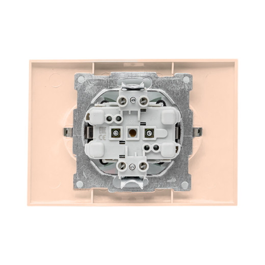 Валенсия розетка 2-местная с/з 16А кремовая с защ. штор. EKF PROxima