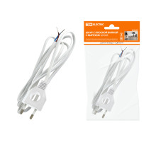 TDM Шнур с плоской вилкой с вырезом ШУ04 ШВВП 2х0,75мм2 1,7 м. белый