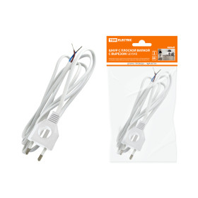 TDM Шнур с плоской вилкой с вырезом ШУ04 ШВВП 2х0,75мм2 1,7 м. белый