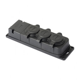 EKF PROxima Роз. (колодка) трехмест. с защит. крышками каучуковая 230В 2P+PE 16A IP44 PRO.