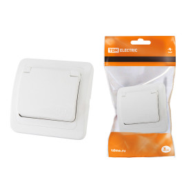 TDM Розетка с крышкой 2П+З 16А IP44 белая 