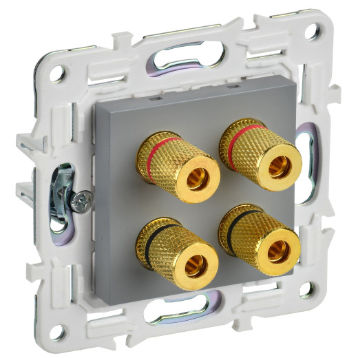 SKANDY Аудиорозетка 4-мест. SK-A01Gr сер. IEK