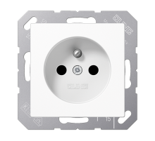 JUNG Розетка франко-бельгийской системы белый, защита от детей