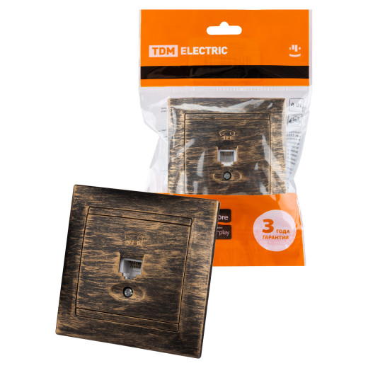 Розетка телефонная RJ11 старинная бронза 