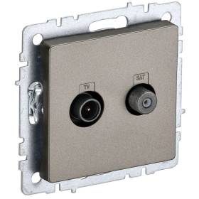 IEK BRITE BASE Шампань Розетка двойная TV+SAT РТВ/РСп12-БрШ