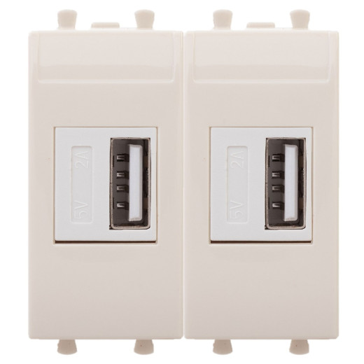 USB зарядное устройство модульное 2.1 А, Avanti, ванильная дымка, 2 модуля