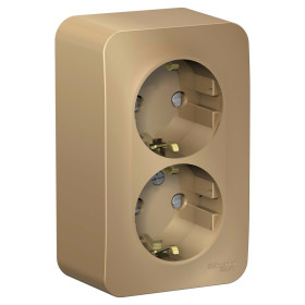 Systeme Electric Blanca наруж Титан Розетка 2-ая с/з со шторками, 16А, 250В