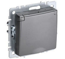 IEK BRITE BASE Сталь Розетка 1-м с/з с защ штор и крыш 16А IP44 РСбш10-3-44-БрС