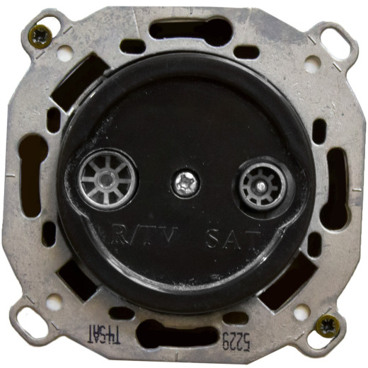 Розетка TV/R-SAT проходная (скрытый монтаж), Черный