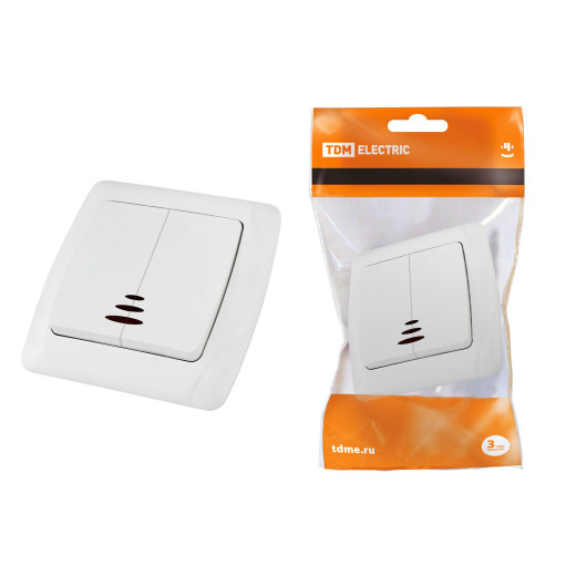 Выключатель 2 кл. с подсветкой 10А белый 