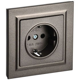 IEK BRITE Темн.бронза Розетка с з/к/ш 16А в сборе. РСР14-1-0-БрТБ
