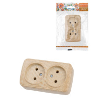TDM Розетка двойная 2П открытой установки IP20 10А, сосна 