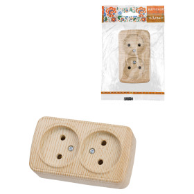 TDM Розетка двойная 2П открытой установки IP20 10А, сосна 