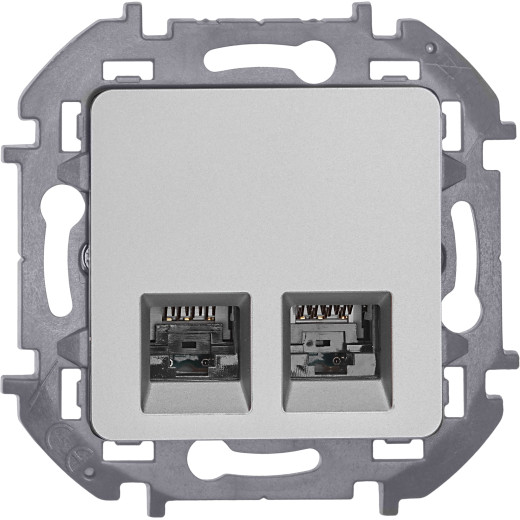 Розетка компьютерная двойная RJ45 категория 5e UTP - Legrand/Daccord Inspiria - алюминий