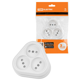 TDM Розетка треугольная 2П открытой установки IP20 10A с защитными шторками белая 