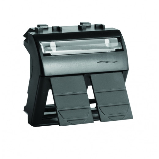 Адаптер для двух информационных разъемов Keystone, черный, 2мод.