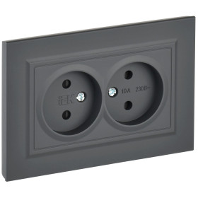 IEK BRITE Графит Розетка 2-я без з/к с з/ш 10А в сб. РСш12-2-БрГ