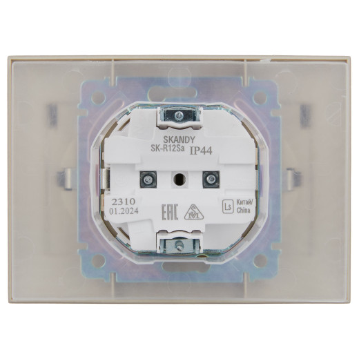 SKANDY Роз. 2-я с кр. 16А в сб IP44 SK-R12Sa песоч. IEK