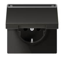 JUNG Штепсельная розетка SCHUKO 16A 250V~ с полем для надписи и откидной крышкой антрацит