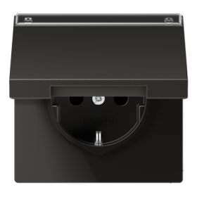 JUNG Штепсельная розетка SCHUKO 16A 250V~ с полем для надписи и откидной крышкой антрацит