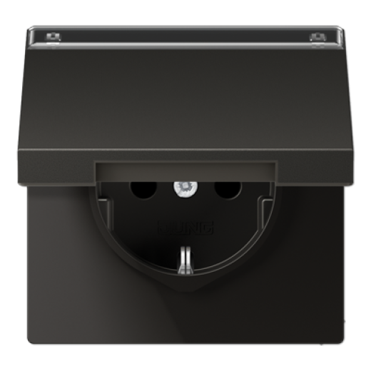 Штепсельная розетка SCHUKO 16A 250V~ с полем для надписи и откидной крышкой, антрацит