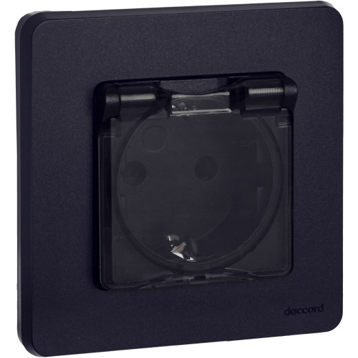 Розетка с заземлением IP44 - Legrand/Daccord Inspiria - со шторками с защитной крышкой 16А 250В винтовые зажимы - антрацит