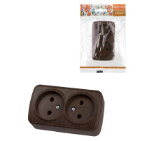 TDM Розетка двойная 2П открытой установки IP20 10А, венге 