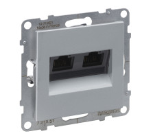Legrand/Daccord SUNO Алюминий Информационная розетка двойная RJ45 Кат.5е UTP.