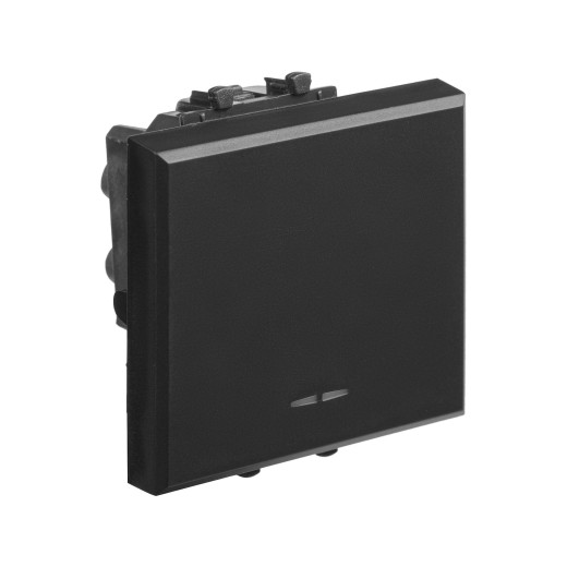 Инвертор одноклавишный модульный, Avanti, черный матовый, 2 модуля