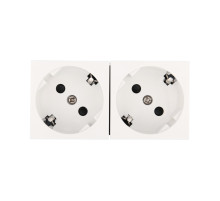 Ecoplast LK45 Розетка двойная с заземляющими контактами, с защитными шторками, 16 А, 250 В, под углом 45 градусов (белый)