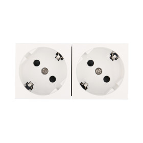 Ecoplast LK45 Розетка двойная с заземляющими контактами, с защитными шторками, 16 А, 250 В, под углом 45 градусов (белый)