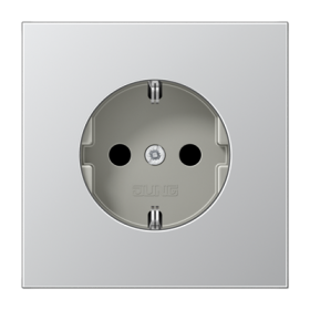 JUNG LS 990 Алюминий Розетка с/з безвинт. зажим