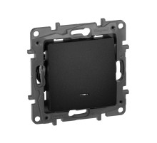 Legrand Etika Антрацит Выключатель 1-клавишный с подсветкой/индикацией, авт.клеммы, 10 AX, 250 В.