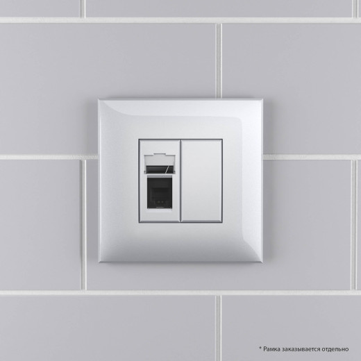 Телефонная розетка RJ-12 в стену одинарная, Avanti, закаленная сталь