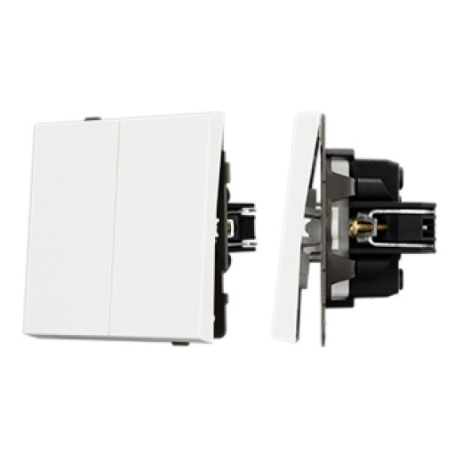 Механизм выключателя двухклавишный проходной SWT-TENDO-MKP2-SFPL-WH (230V, 10A) (Arlight, Матовый белый)