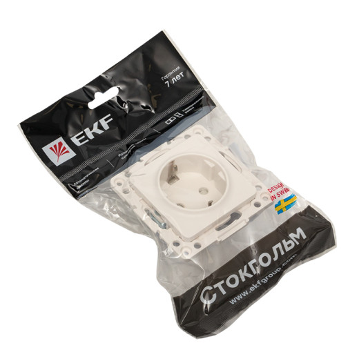 Стокгольм Механизм Розетки 1-местной с/з 16А автоматические клеммы белый с защ. штор. EKF PROxima