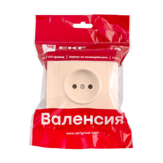 Валенсия розетка 1-местная б/з 10А кремовая с защ. штор. EKF PROxima