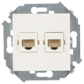 Simon 15 Бежевая Розетка компьютерная 2-ая RJ45 кат.5е
